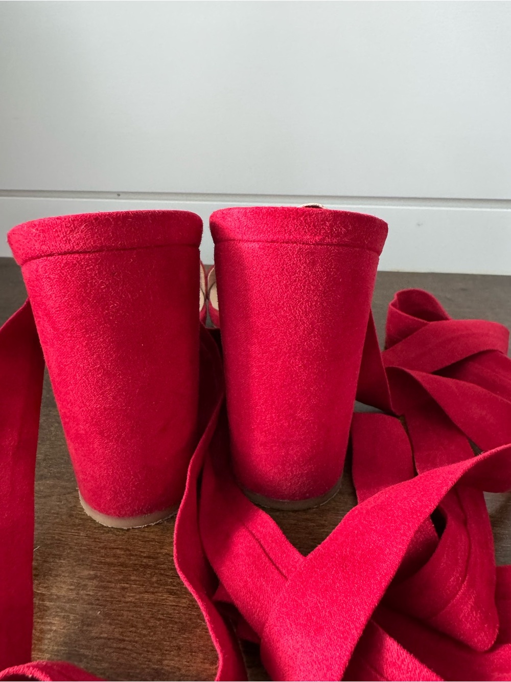 Lulu’s Alta Red Ankle-Tie Block Heel Sandals - Picture 4 of 8